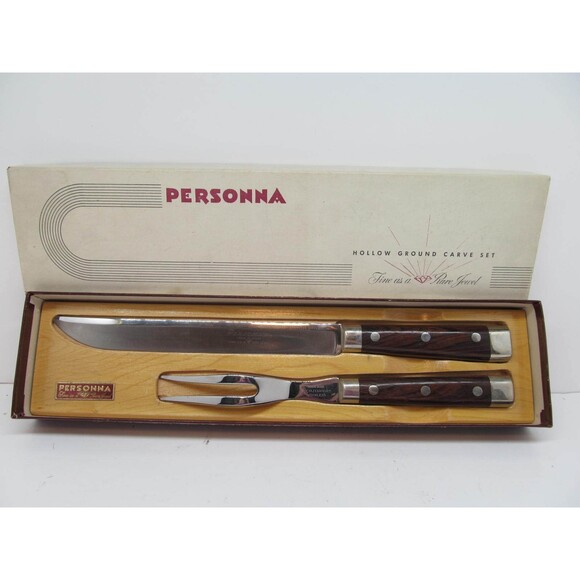 Personna Hollow Ground Carve Set Knife & Fork with Box Made in USA - Picture 1 of 12